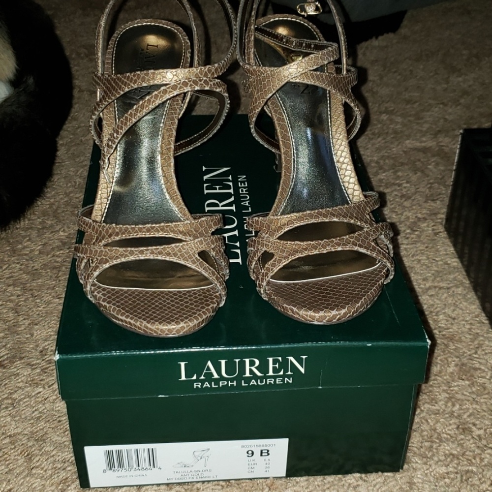Ralph Lauren Stappy Tan Heels